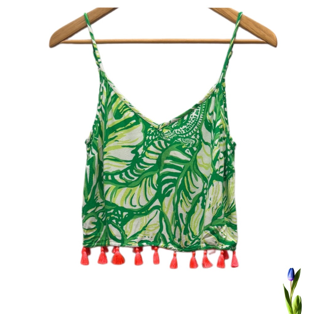 Lilly Pulitzer Green Crop Camisole with Spaghetti Straps size 0